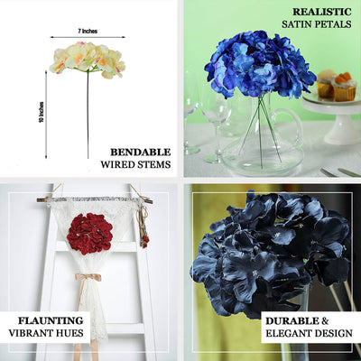 10 Pack - Lime Artificial Hydrangeas Head and Wire Stems - DIY Dual Tone Hydrangea Flower Arrangements