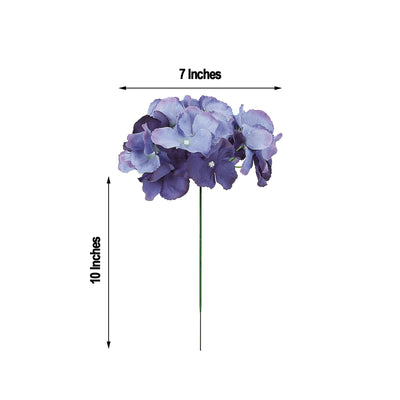 10 Pack - Royal Blue Artificial Hydrangeas Head and Wire Stems - DIY Dual Tone Hydrangea Flower Arrangements