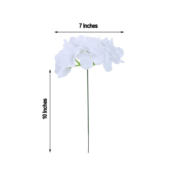 10 Pack - White Artificial Hydrangeas Head and Wire Stems - DIY Dual Tone Hydrangea Flower Arrangements