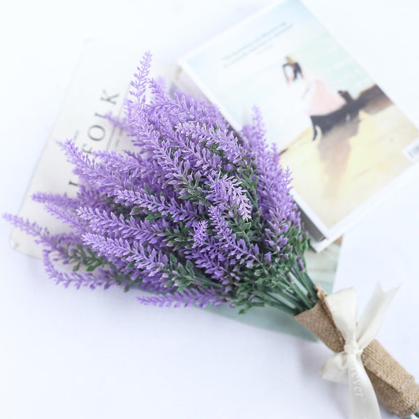 4 Bushes - 14" Artificial Lavender Bouquet, Artificial Wedding Bouquet