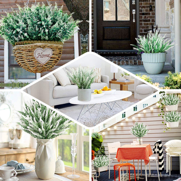 4 Bushes - 14inch White Artificial Lavender Bouquet, Artificial Wedding Bouquet