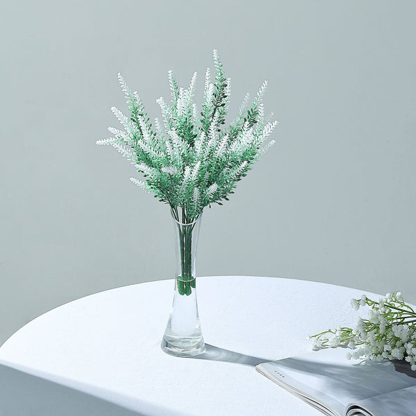 4 Bushes - 14inch White Artificial Lavender Bouquet, Artificial Wedding Bouquet