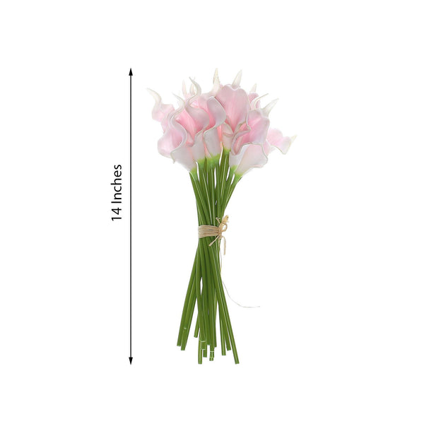 20 Pack - 14" Tall Blush Artificial Calla Lily Flower, Real Touch Flowers