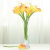 20 Pack | 14" Tall | Orange/Yellow Artificial Calla Lily Flowers | Real Touch Flowers