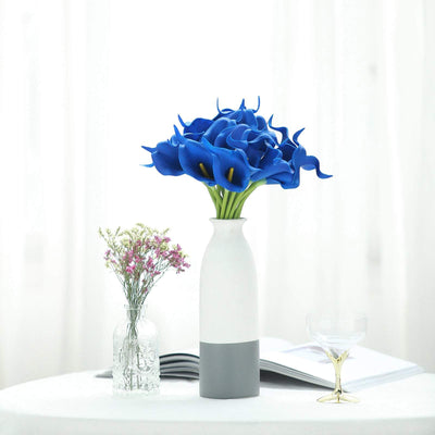 20 Pack | 14" Tall | Royal Blue Artificial Calla Lily Flowers | Real Touch Flowers