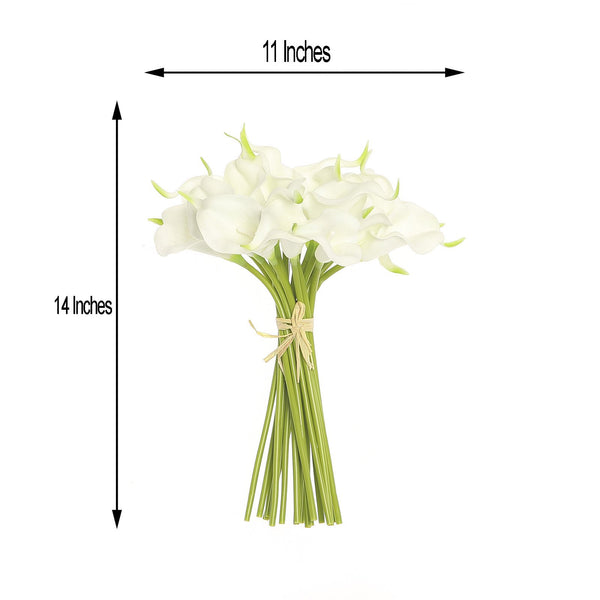 20 Pack | 14" Tall | White Artificial Calla Lily Flowers | Real Touch Flowers