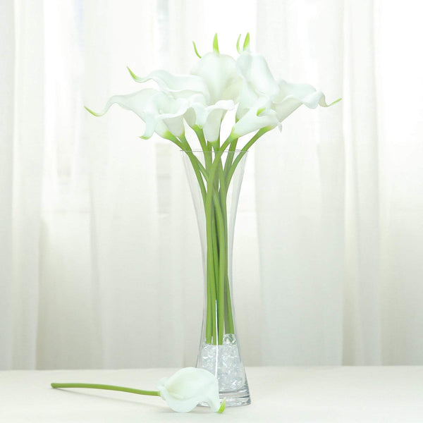 20 Pack | 14" Tall | White Artificial Calla Lily Flowers | Real Touch Flowers