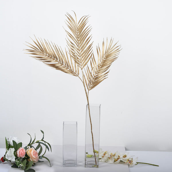 Metallic Gold Artificial Palm Leaf Spray, Tropical Leaves Vase Filler Floral Decoration