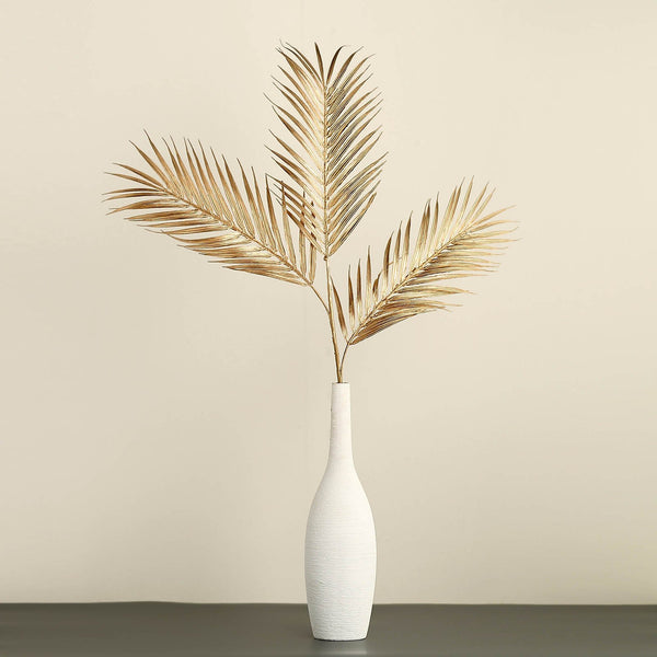 Metallic Gold Artificial Palm Leaf Spray, Tropical Leaves Vase Filler Floral Decoration