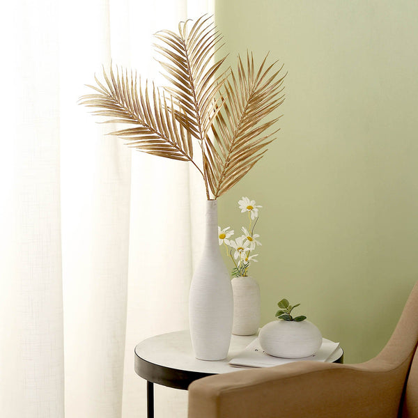 Metallic Gold Artificial Palm Leaf Spray, Tropical Leaves Vase Filler Floral Decoration