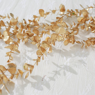 Metallic Gold Artificial Eucalyptus Leaf Garland, Tropical Leaves Garland Wedding Floral Decoration#whtbkgd