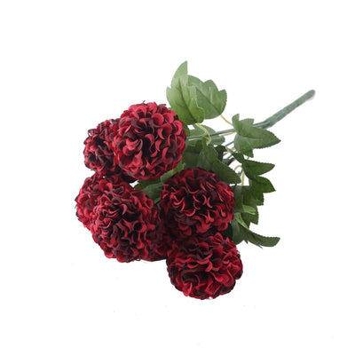 4 Bushes - 16" Burgundy Artificial Silk Chrysanthemum Flowers - 28 Artificial Mums
