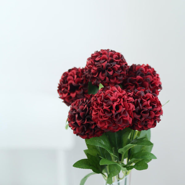 4 Bushes - 16" Burgundy Artificial Silk Chrysanthemum Flowers - 28 Artificial Mums