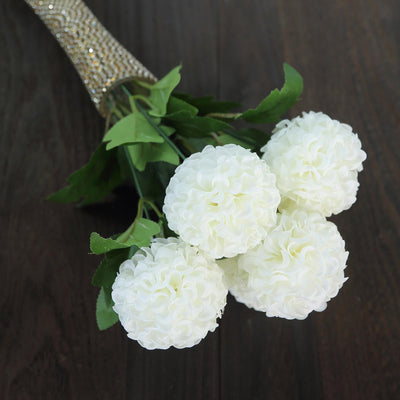 4 Bushes - 16" Ivory Artificial Silk Chrysanthemum Flowers - 28 Artificial Mums
