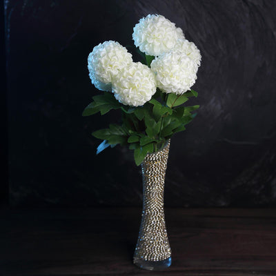 4 Bushes - 16" Ivory Artificial Silk Chrysanthemum Flowers - 28 Artificial Mums
