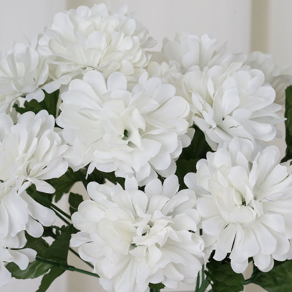 Small Chrysanthemum Bush Artificial Silk Flowers - Cream