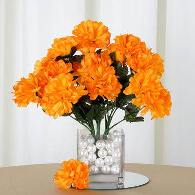 Artificial Chrysanthemum, Artiflr 6 Bundles Orange Red Fake Faux