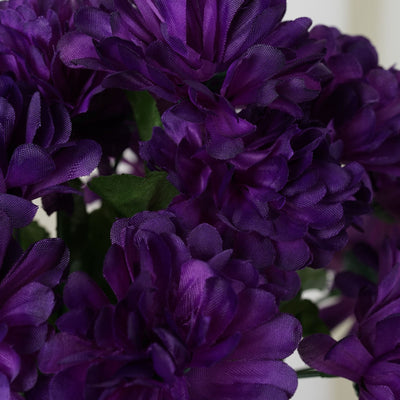 Small Chrysanthemum Bush Artificial Silk Flowers - Purple
