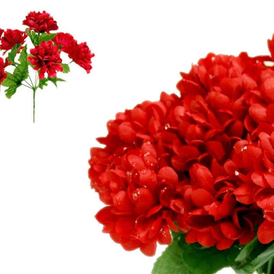Small Chrysanthemum Bush Artificial Silk Flowers - Red