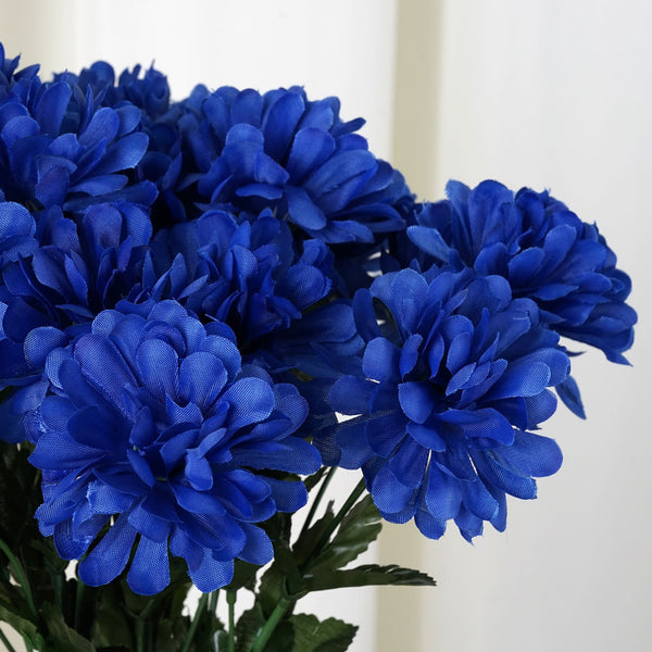 Small Chrysanthemum Bush Artificial Silk Flowers - Royal Blue