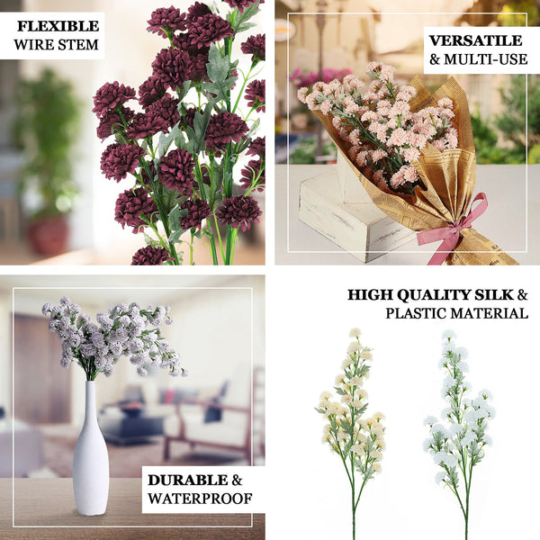 2 Bushes - 33inches Chrysanthemum Flower, Artificial Mums, Flower Spray