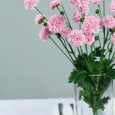 2 Bushes | 33inch Chrysanthemum Flower Stem, Artificial Silk Flower Spray - Rose Gold | Blush
