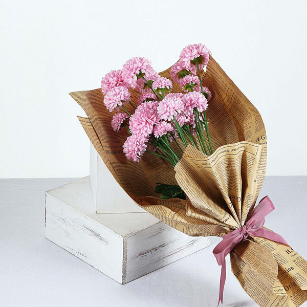 2 Bushes | 33inch Chrysanthemum Flower Stem, Artificial Silk Flower Spray - Rose Gold | Blush