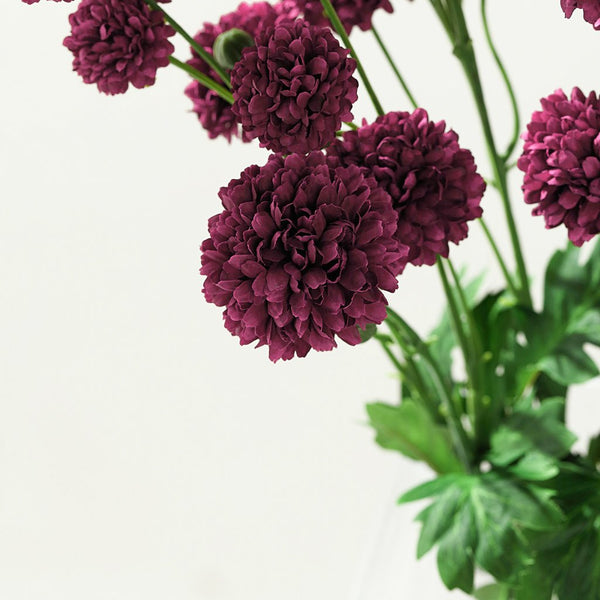 2 Bushes | 33inch Burgundy Chrysanthemum Flower Stem, Artificial Silk Flower Spray#whtbkgd