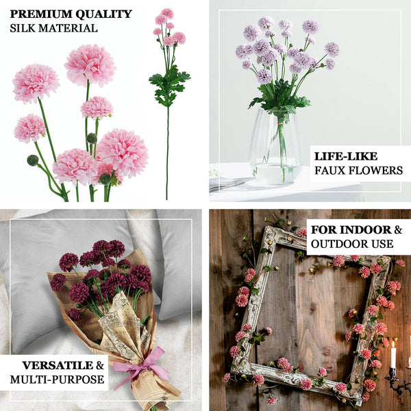 2 Bushes | 33inch Ivory Chrysanthemum Flower Stem, Artificial Silk Flower Spray