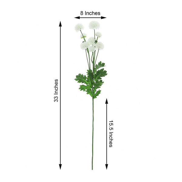 2 Bushes | 33inch Ivory Chrysanthemum Flower Stem, Artificial Silk Flower Spray