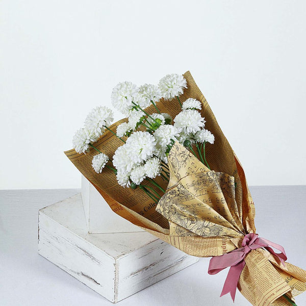 2 Bushes | 33inch Ivory Chrysanthemum Flower Stem, Artificial Silk Flower Spray