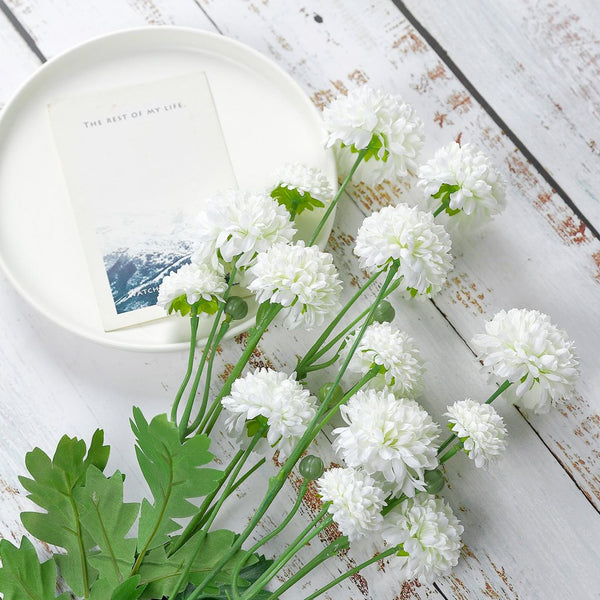 2 Bushes | 33inch Ivory Chrysanthemum Flower Stem, Artificial Silk Flower Spray