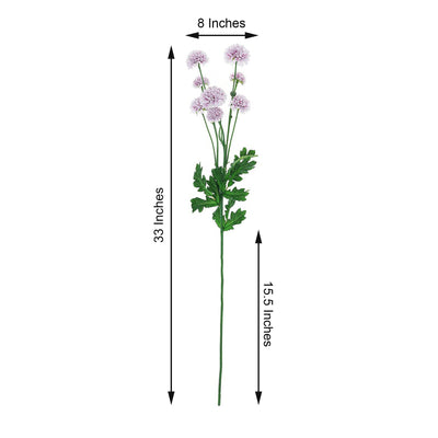 2 Bushes | 33inch Lavender Chrysanthemum Flower Stem, Artificial Silk Flower Spray