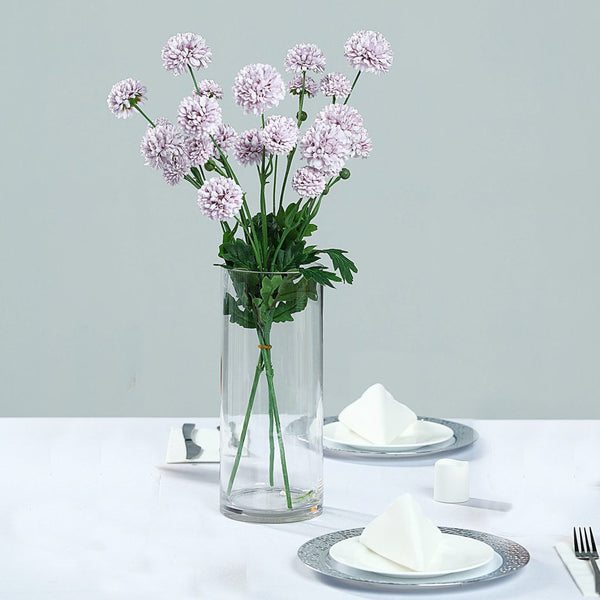 2 Bushes | 33inch Lavender Chrysanthemum Flower Stem, Artificial Silk Flower Spray