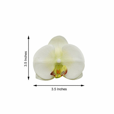 20pcs | 4" Cream Butterfly Orchid Artificial Flower Heads, DIY Craft Silk Flowers
