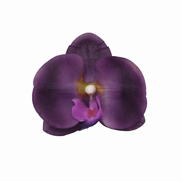 20pcs | 4inch Eggplant Butterfly Orchid Artificial Flower Heads, DIY Craft Silk Flowers
