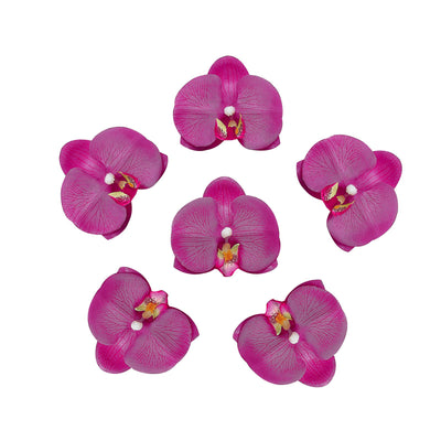 20pcs | 4" Fuchsia Artificial Butterfly Orchid Flower Heads, Silk Craft Flowers For DIY