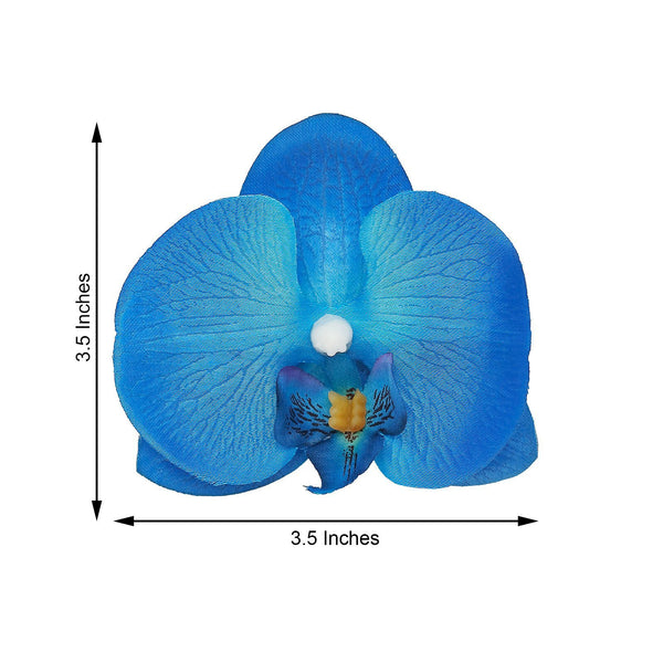 20pcs | 4" Royal Blue Butterfly Orchid Artificial Flower Heads, DIY Craft Silk Flowers