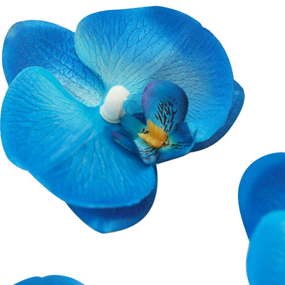 20pcs | 4inch Royal Blue Butterfly Orchid Artificial Flower Heads, DIY Craft Silk Flowers