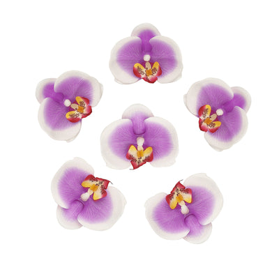 20pcs | 4 inch Butterfly Orchid Artificial Flower Heads, DIY Craft Silk Flowers - White | Purple