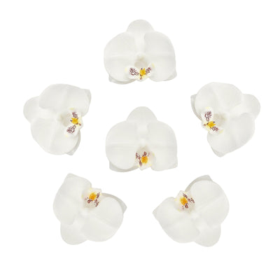 20pcs | 4inch White Butterfly Orchid Artificial Flower Heads, DIY Craft Silk Flowers