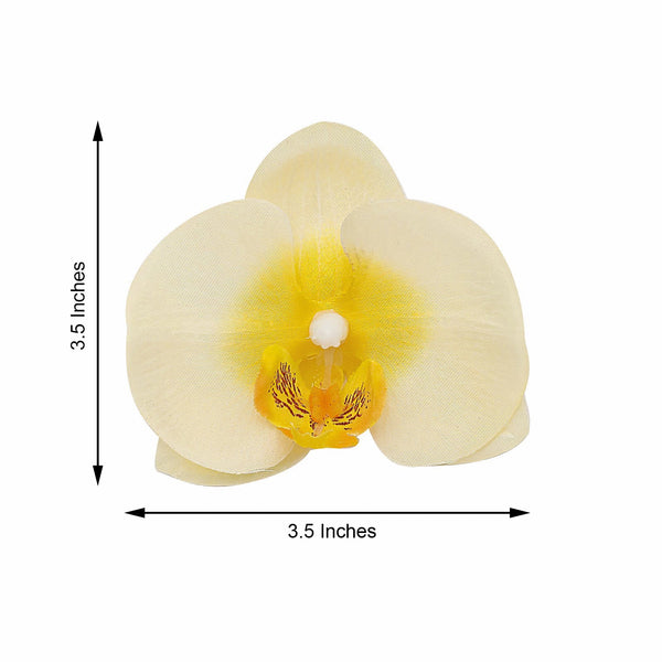 20pcs | 4" Yellow Butterfly Orchid Artificial Flower Heads, DIY Craft Silk Flowers