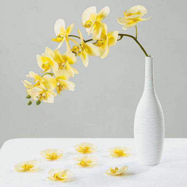 Yellow Butterfly Orchid Artificial Flower Heads, DIY Craft Silk Flowers