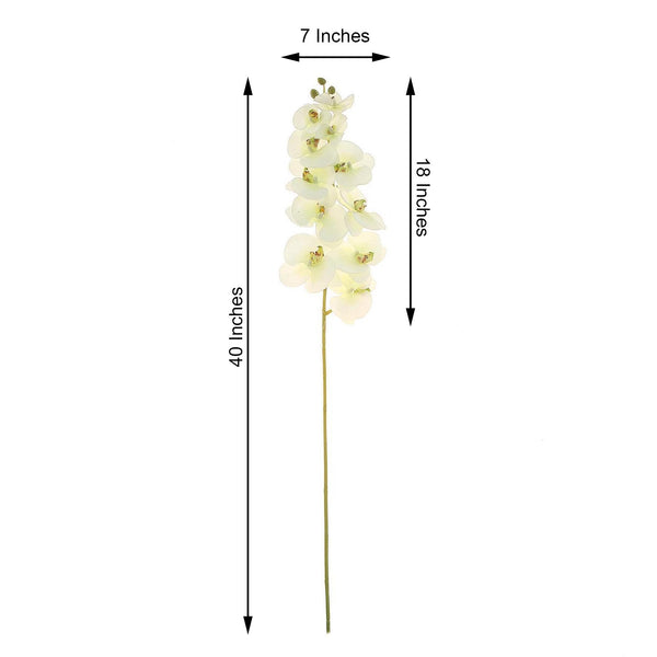 2 Stems - 40inch Cream Artificial Long Stem Orchids - Silk Flowers Orchid Bouquet