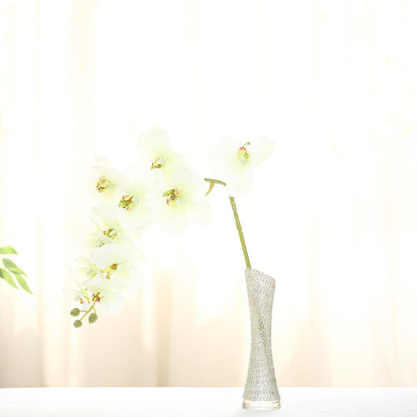 2 Stems - 40inch Cream Artificial Long Stem Orchids - Silk Flowers Orchid Bouquet