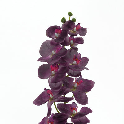 2 Stems - 40inch Eggplant Artificial Long Stem Orchids - Silk Flowers Orchid Bouquet