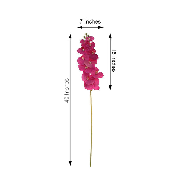2 Stems - 40" Fuchsia Artificial Long Stem Orchids - Silk Flowers Orchid Bouquet