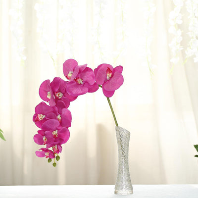 2 Stems - 40" Fuchsia Artificial Long Stem Orchids - Silk Flowers Orchid Bouquet