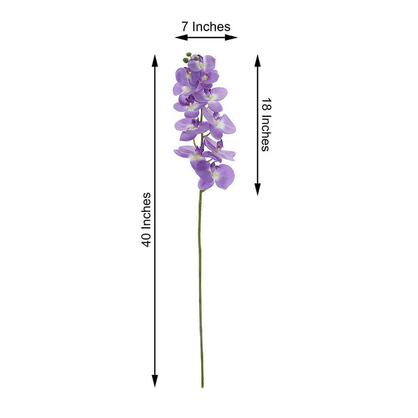 2 Stems - 40inch Lavender Artificial Long Stem Orchids - Silk Flowers Orchid Bouquet