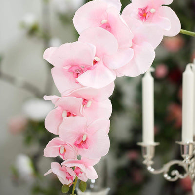 2 Stems - 40inch Pink Artificial Long Stem Orchids - Silk Flowers Orchid Bouquet